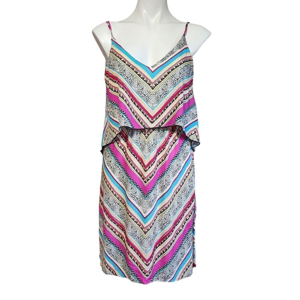 Renee C. Multicolor Geometric spaghetti strap dress S NWT